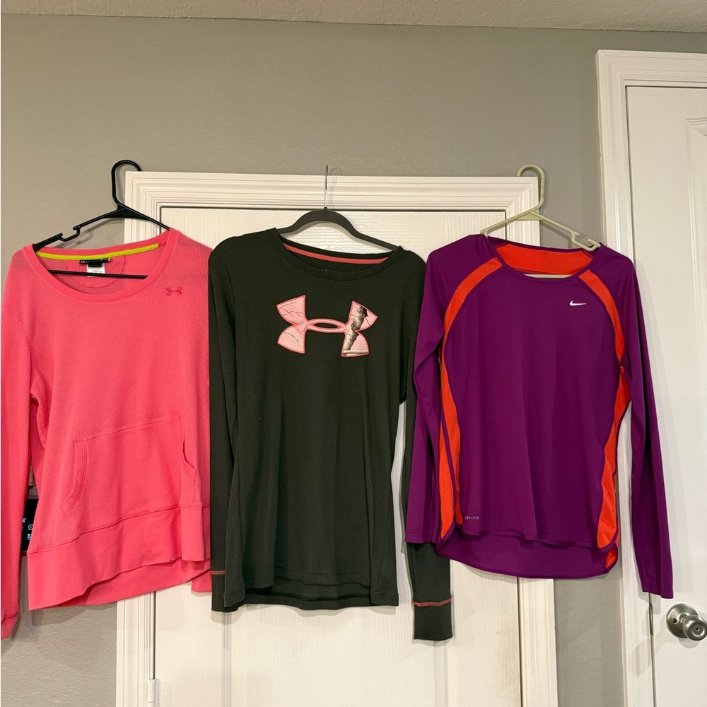 Under Armour Women's Long Sleeve Tops - Pink, Black, Purple